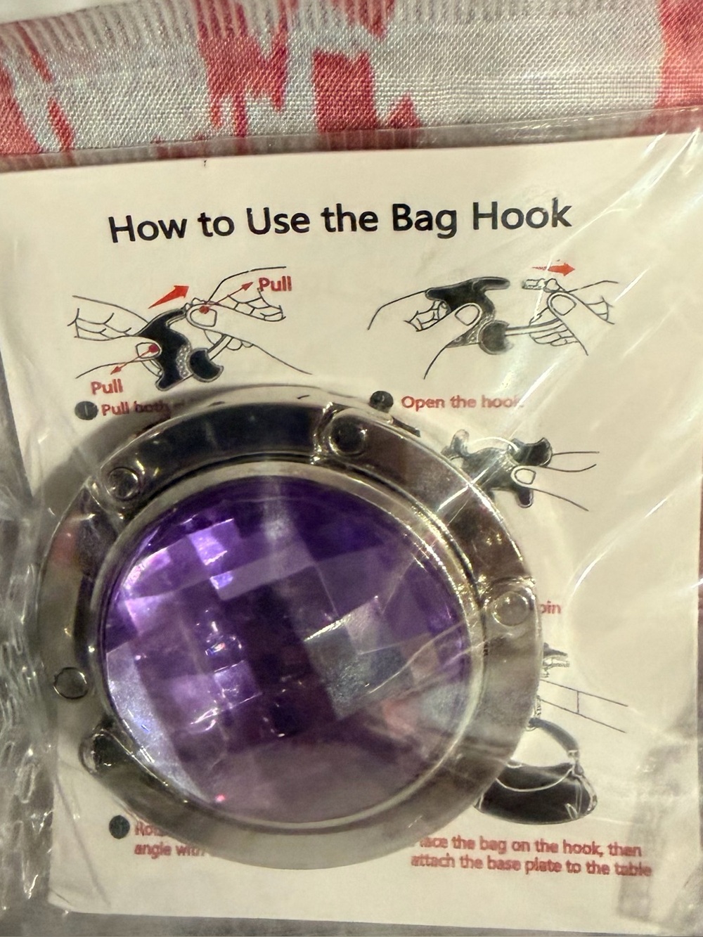 Purple Foldable Purse Hook Bag Hanger A69